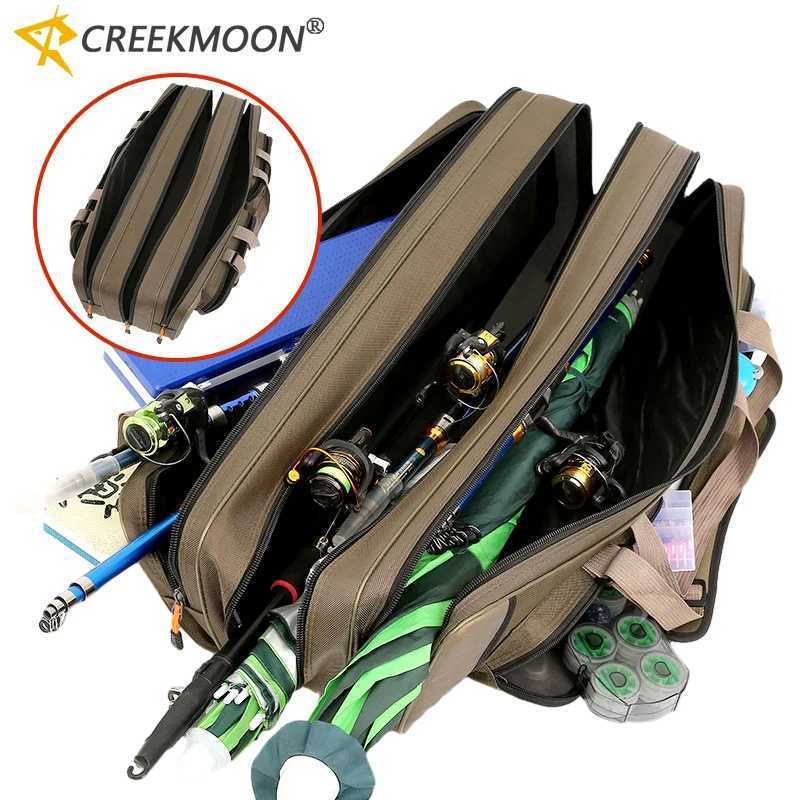 0.8-1.3m Long Large Capacity Fishing Gear Package Non-Foldable Canvas Fishing Rod Reel Bag Storage Shoulder Bag For Fishing Tool Z250411