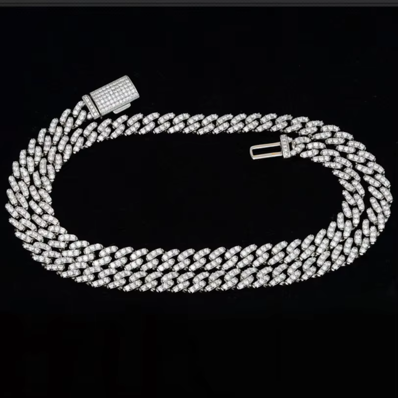 RTS Iced Out Sterg Sier Moissanite k Chains 18 20 Inches D VVS Cuban Chain Necklace for Gift