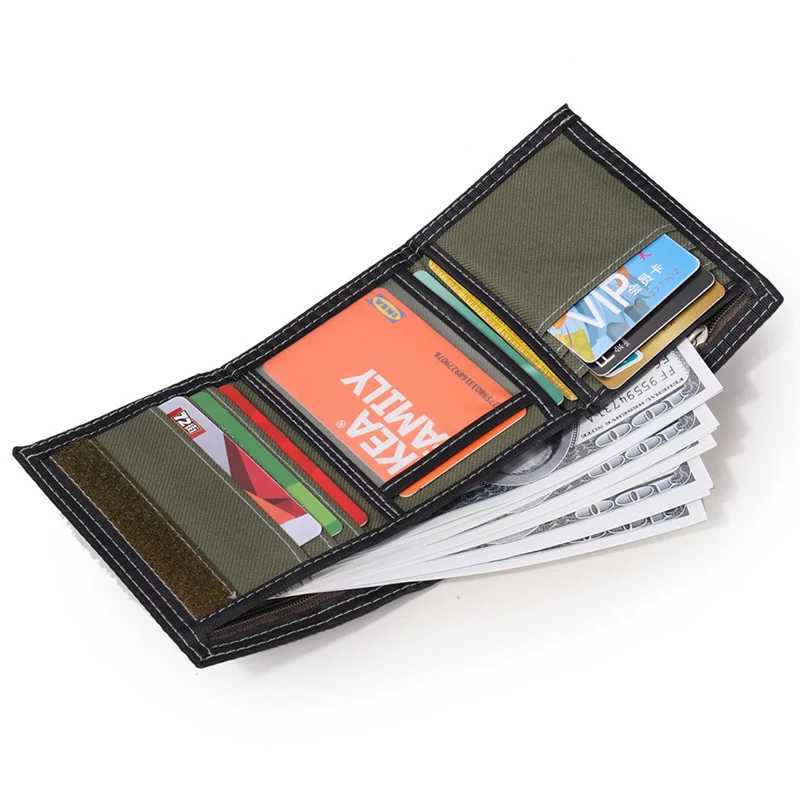Mens three fold short wallet with ID window simple card clip s canvas small pocket coin wallet Z250411