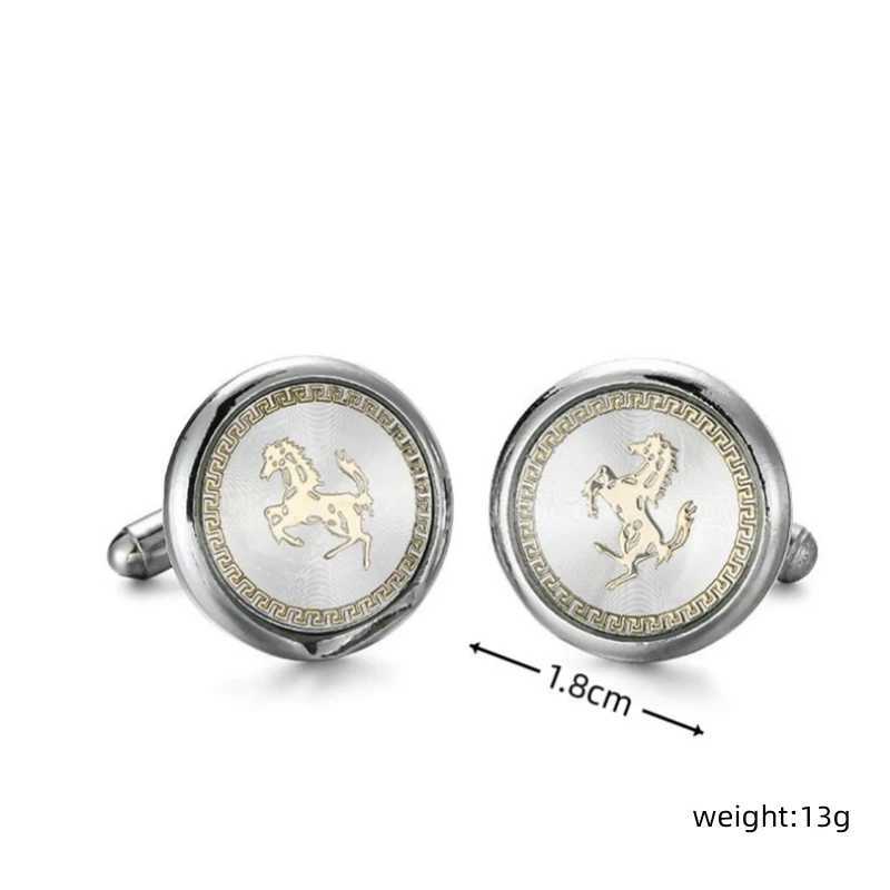 Classic mens French shirt cufflinks metal animal round horse cufflinks buttons wedding accessories jewelry giftsT250412