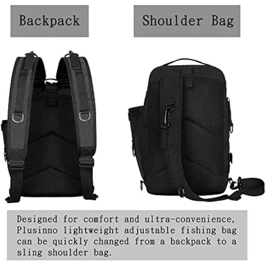 Fishing Backpack Tackle Bag Sling Bag Water-Resistant Fishing Backpack with Rod Holder Large Fly Fishing Bag for Fishing Campin Z250411