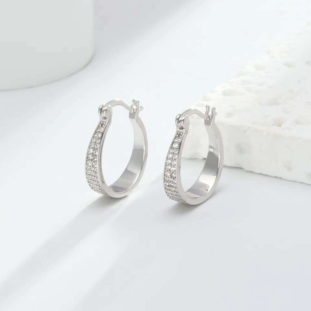 Cross-border Explosions European and American Style S Sterg Sier Zircon Earrings Fashion Elegant Simple Casual