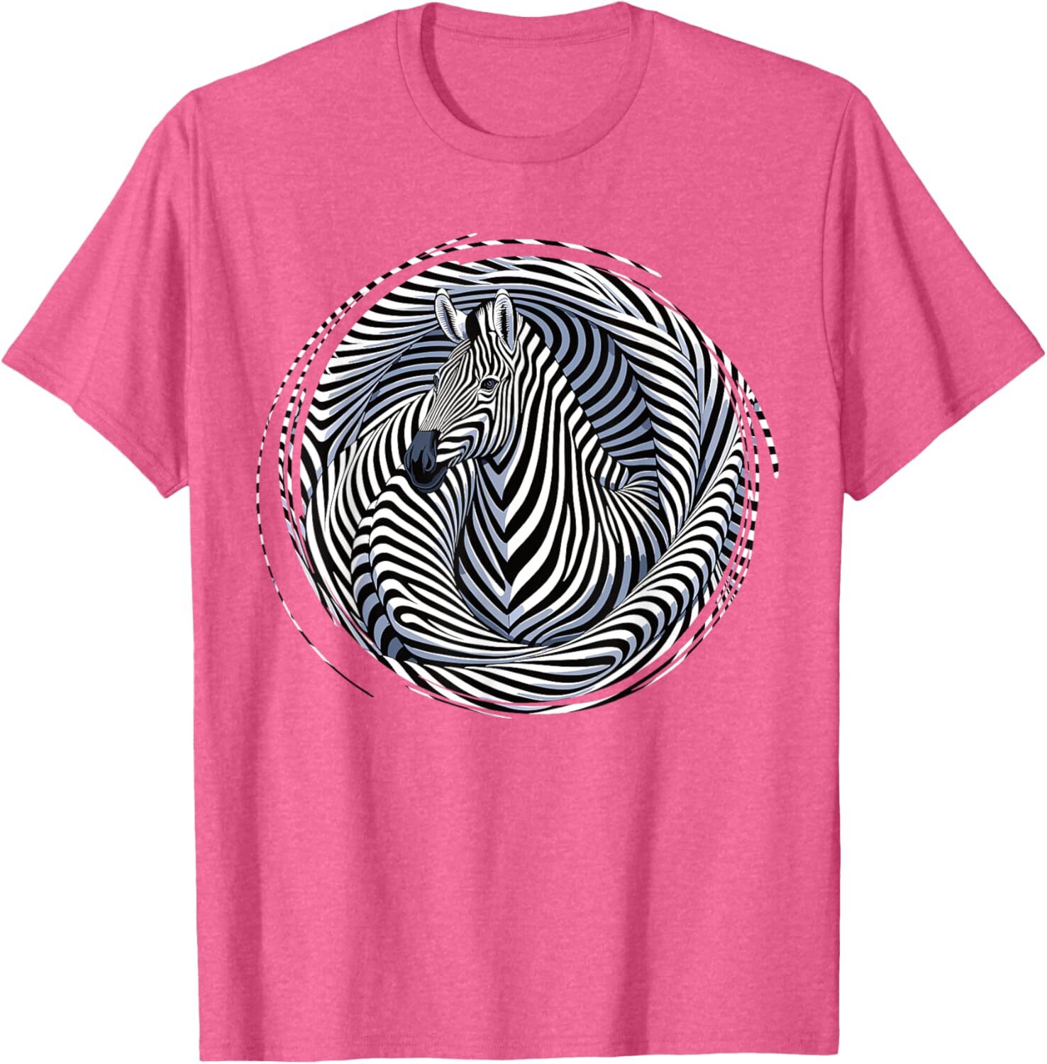 T shirt for Mens Zebra Optical Illusion Hypnotic Art Animal Lovers Graphic Tee Casual Tops Clothes Short sleeve