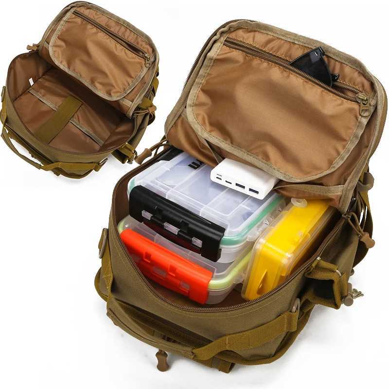 Fishing Tactical Backpack with Rod Holders Chest Bag Fish Box Accessories Large Capacity Outdoor Hiking Climbing Sports Bag Z250411