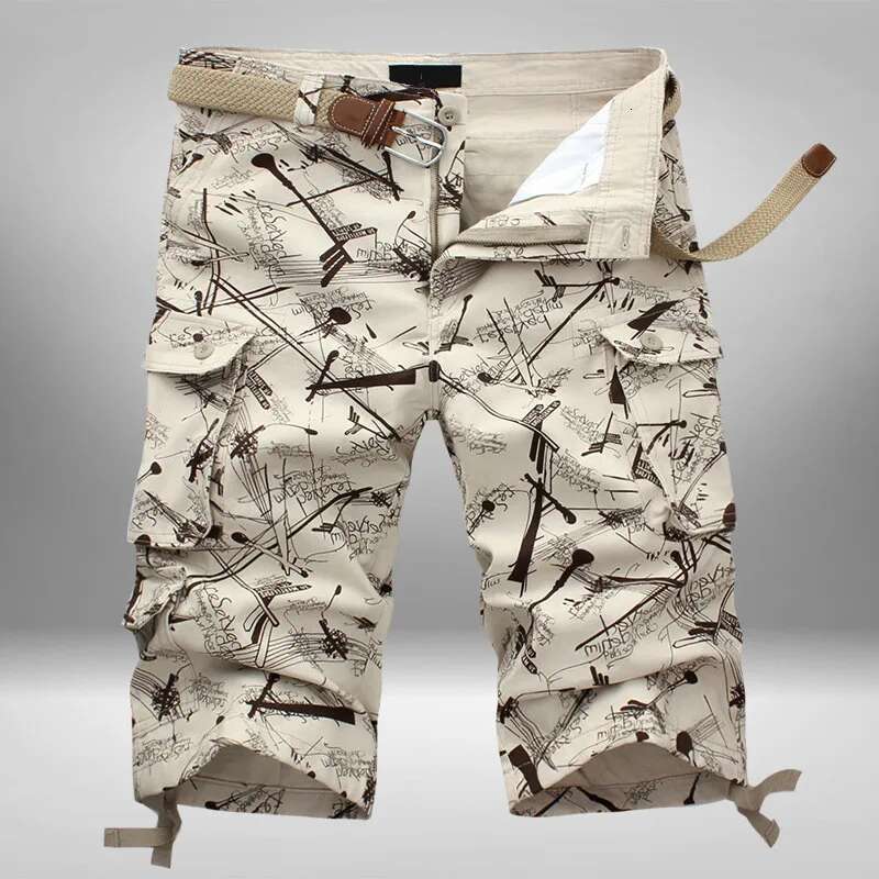 Summner Cotton Cargo Men Camouflage Camo Hot Breeches Baggy Multi-Pocket Casual Loose Army Military Work Shorts Size 44