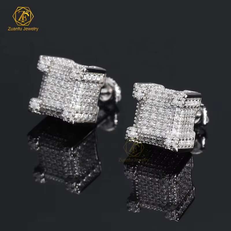 RTS Jewelry Stud Earring Shine D Color VVS Moissanite Diamond925 Sterling Silver Luxury Vvs Moissanite Stud Earring