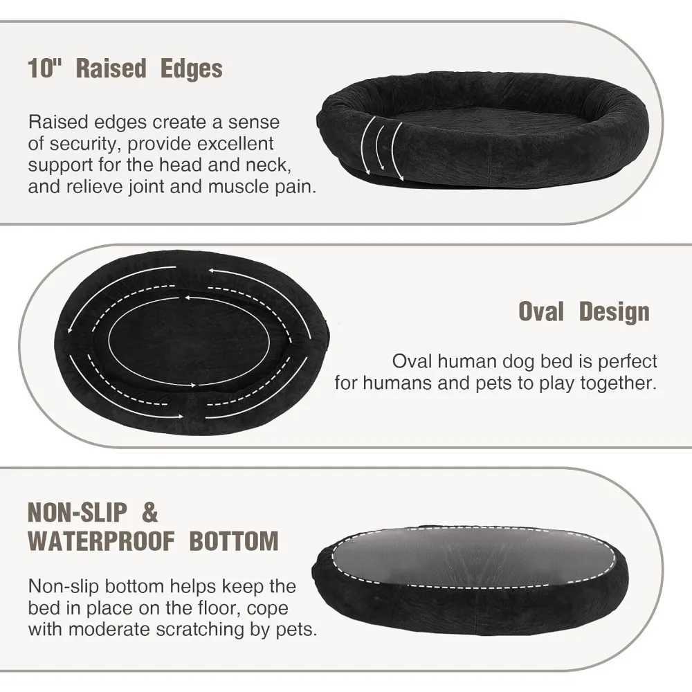 Extra large dog bed for medium-sized and large dogs large human dog bed giant pet bed with blanket detachable and washable cover anti slip Wa X250412