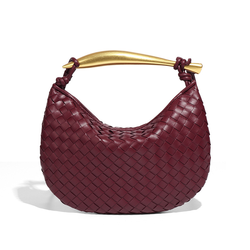 2025 New Solid Color Dumpling Bun Woven Bag Handbag Casual Single Shoulder Cross Shoulder Women's Bag