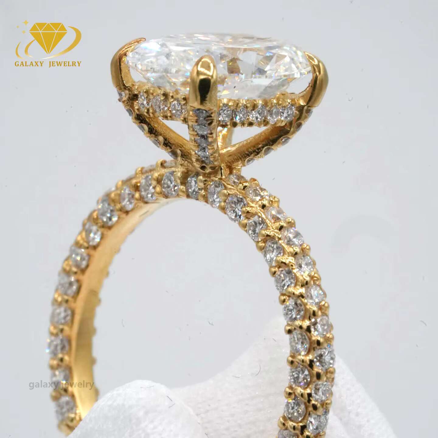 Fine Jewelry Women Engagement Ring Oval Diamond 2ct Fashion 14k Real Gold Halo Lab Grown VVS Moissanite Wedding Ring