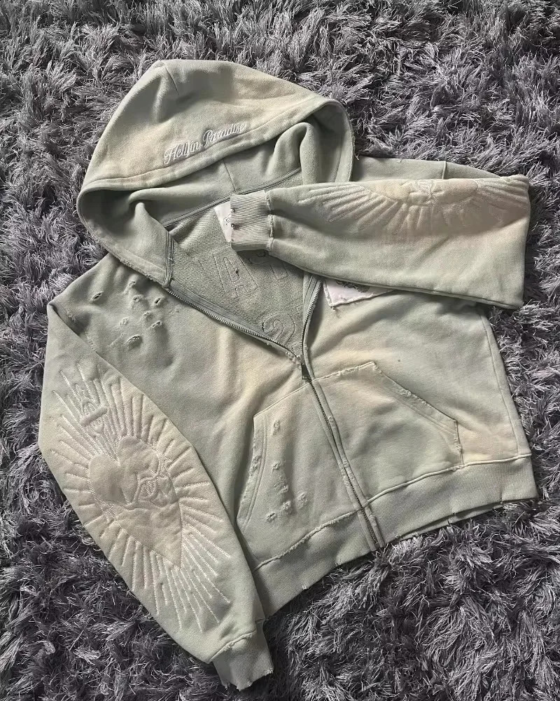 autumn and winter fashion letter patch embroidered sweater mens Y2K street retro casual sports hoodie 250411