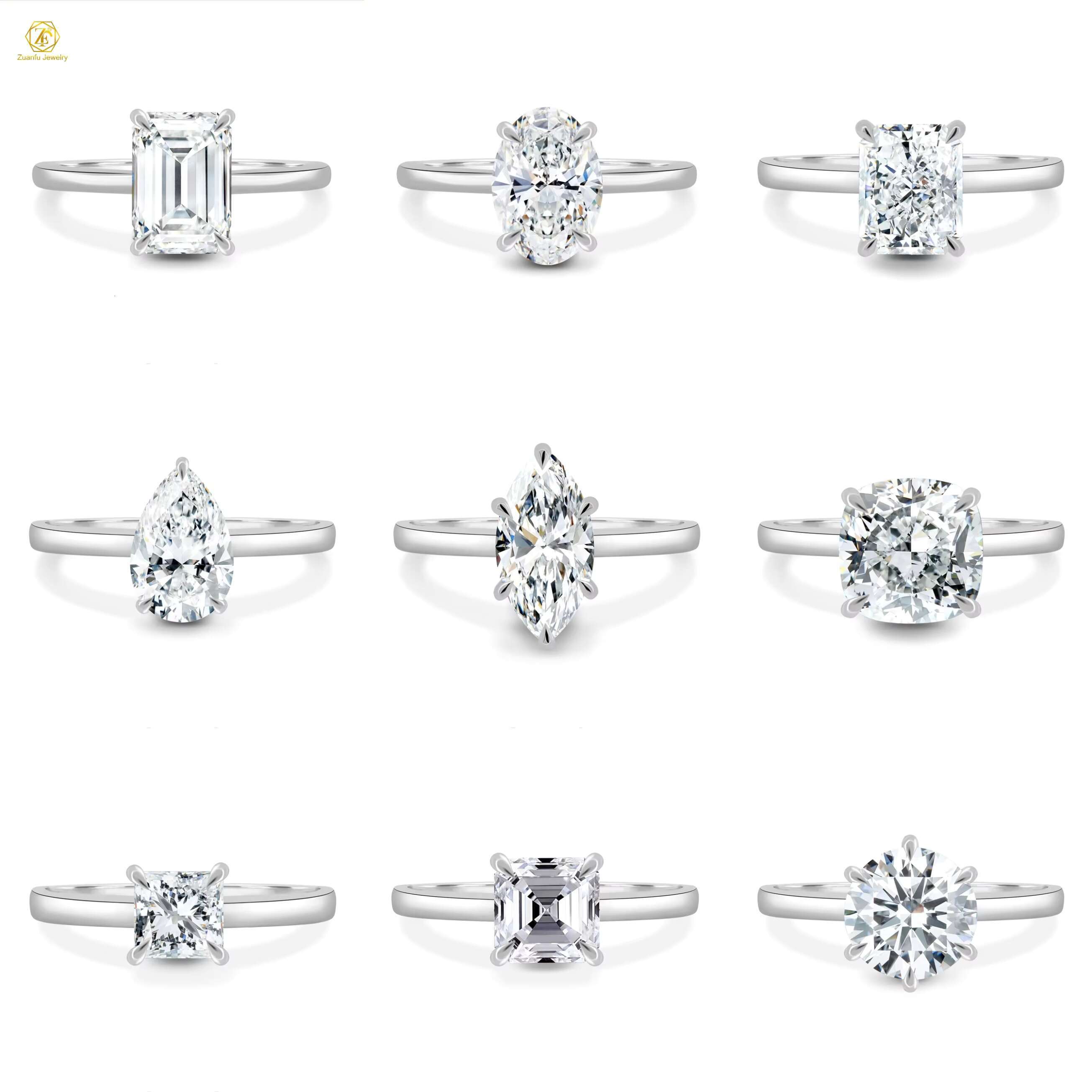 Marriage Cvd Engagement Solid Real 14k Gold Custom Lab Grown Diamond Gold Wedding Rings for Women With Certificate