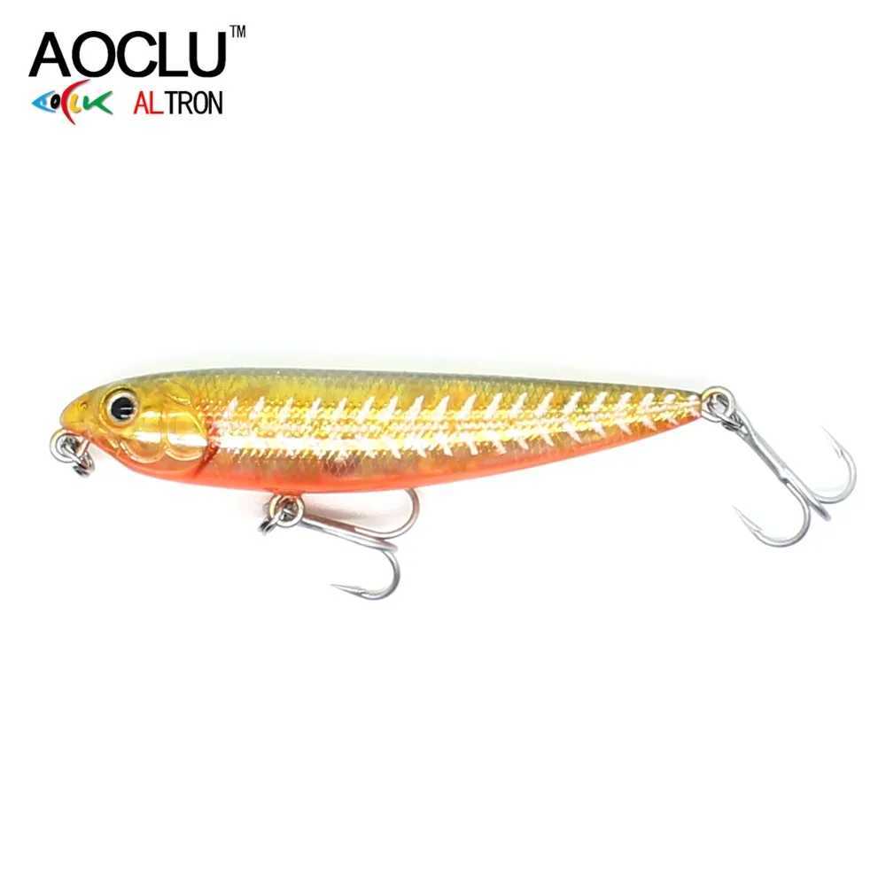 AOCLU Topwater Wobbler 60mm 105mm Pencil Walk The Dog Hard Bait Popper Stick Fishing Lure Bass Fresh Salt Water 10# VMC Hooks Z250411