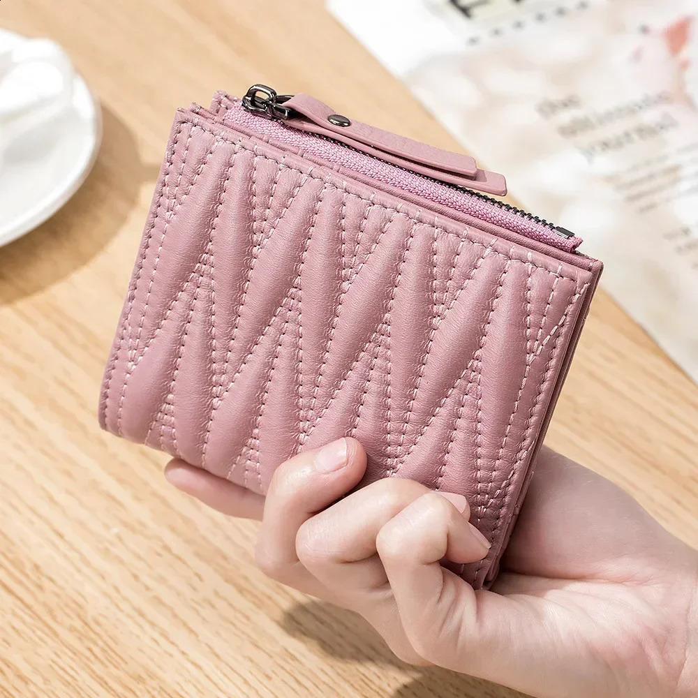 Leather womens wallet zipper small and thin coin wallet womens wallet clip large capacity wallet 250411