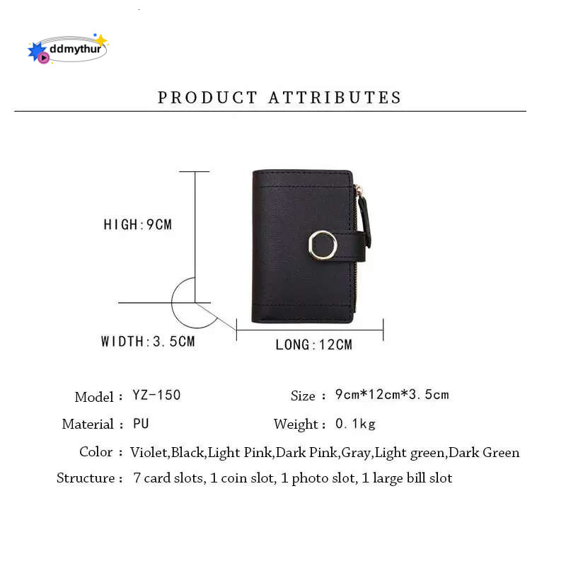 Fashion Trend Clutch Female Money Clip Wallet Small Zipper Brand Leather Purse Ladies Card Bag for Women ddmythur
