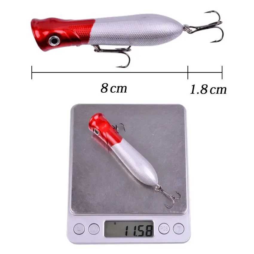 1PCS 8cm 11g 6# Hooks Pesca Artificial Bait Peche Fishing Tackle Top Water for Sea Bass Popper Lure Fishing Wobbler Crankbait Z250411