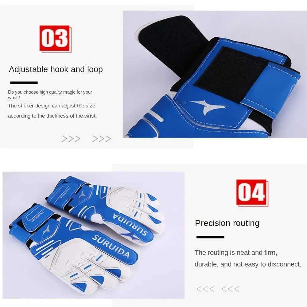 1 Pair Size 5-10 Goalkeeper Gloves Thickened Anti Slip Football Goalie Gloves Latex Adjustable Game Goalkeeper GlovesW251112