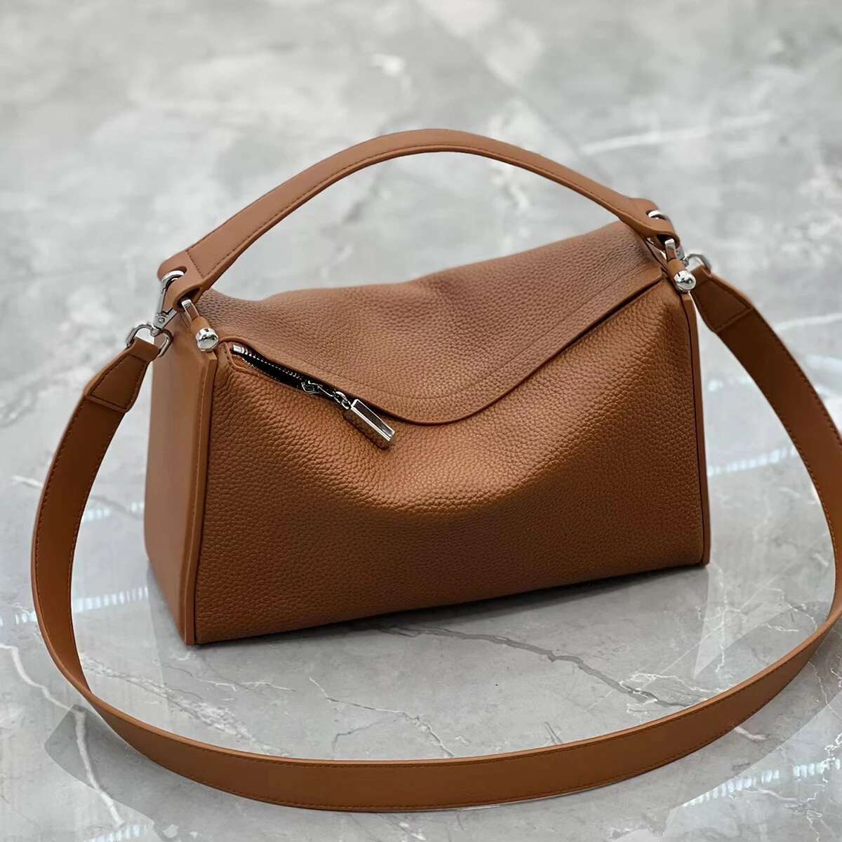 Fashion Large Capacity Lychee Genuine Leather Handbags For Women High Quality Cowhide Jade Pillow High-End Dinner Bag