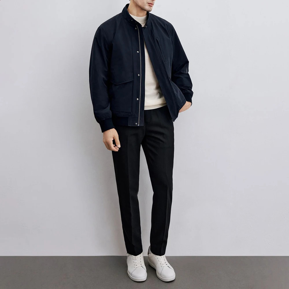 Mens jacket with flap pockets and ribbed bottom swing autumn business and leisure elite Communicating Versatile Outfit mens clothing 250411