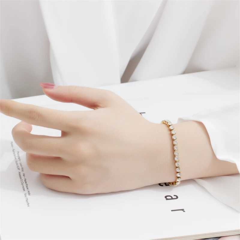 316L Stainless Steel 2025 New Fashion Waterproof Jewelry Minimalism Embed Zircon 3 Colors Charm Chain Tennis Bracelets For WomenC250411