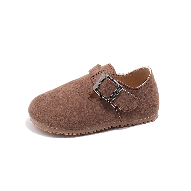 Toddler Kids Casual Shoes Brown Gray Buckle Soft Children Flat Shoes Kidszworld Unisex Autumn Spring Leisure Flexiable Little Baby Shoes Size 21 - 30 