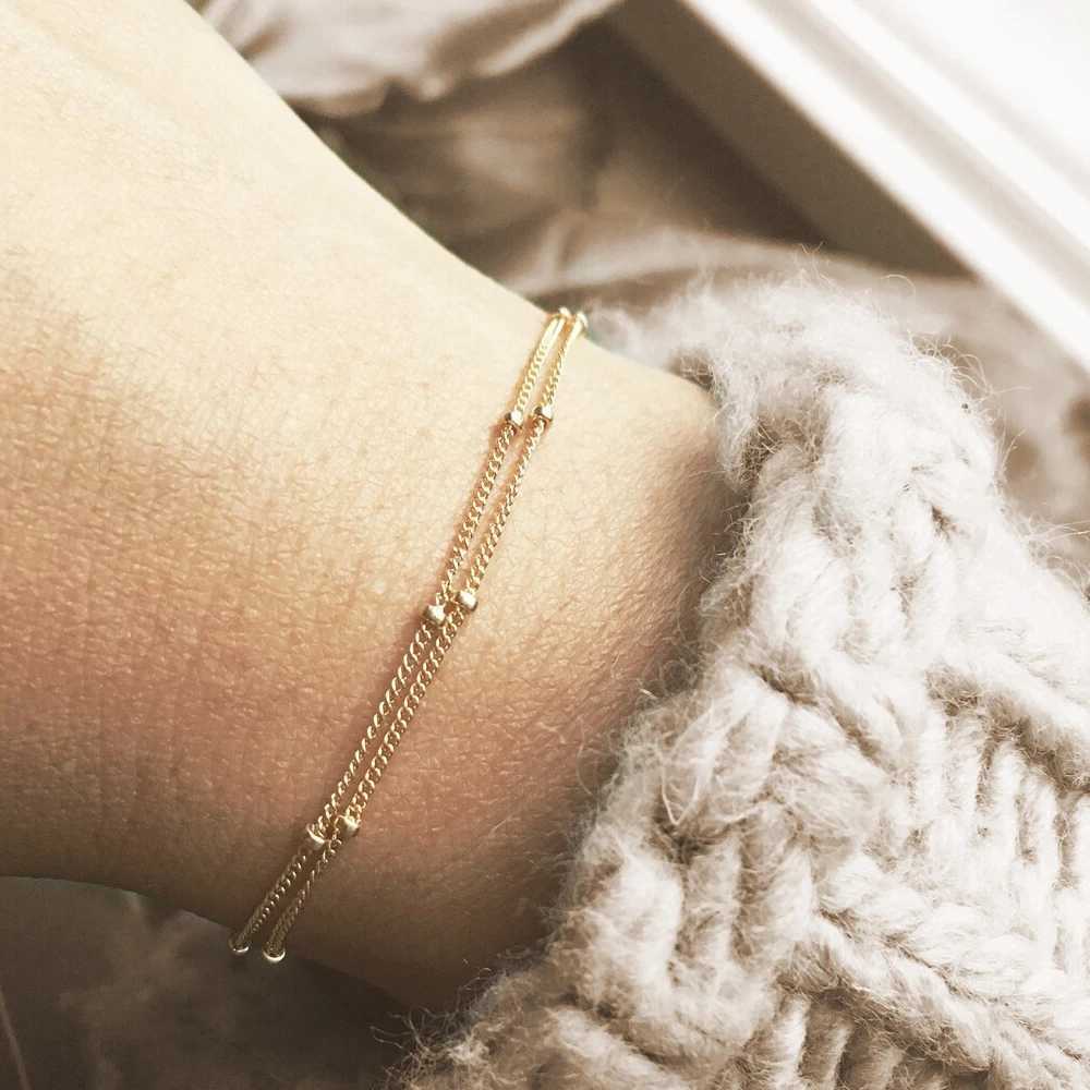 eManco Simple Womens Ball Chain Bracelet New Layered Thin Beads Accessories Stainless Steel Jewelry Gifts WholesaleC250411