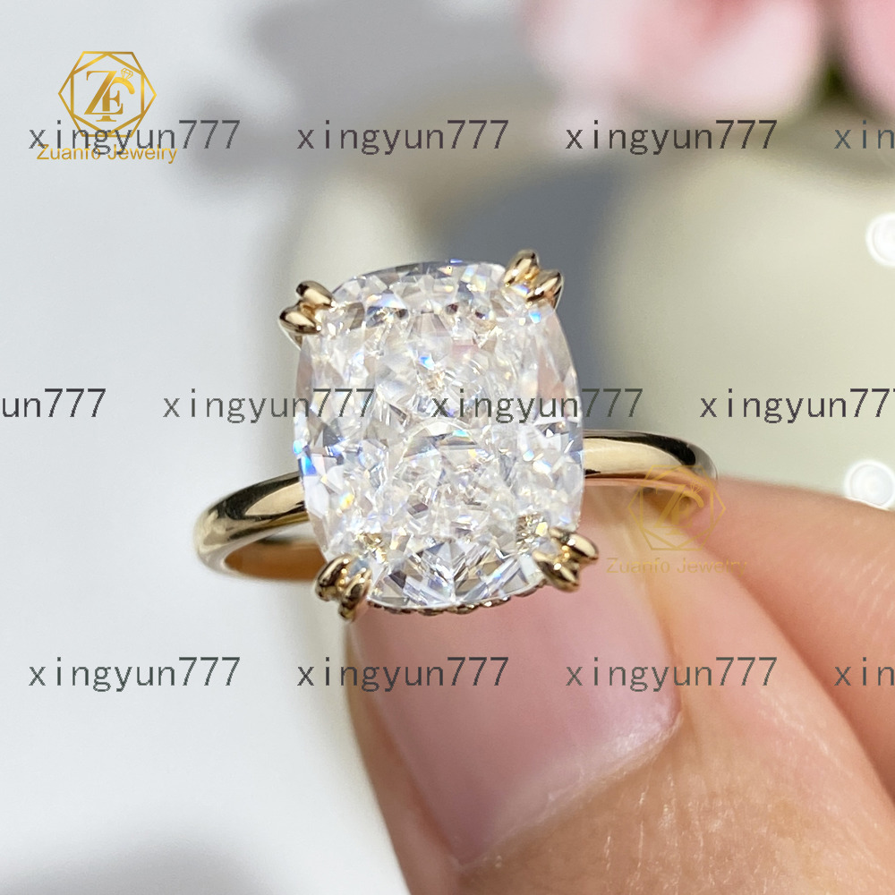 Experienced Custom Mossanite Jewelry 5CT VVS Moissanite Solitaire Real 18K Diamond Engagement Wedding Gold Ring for Women