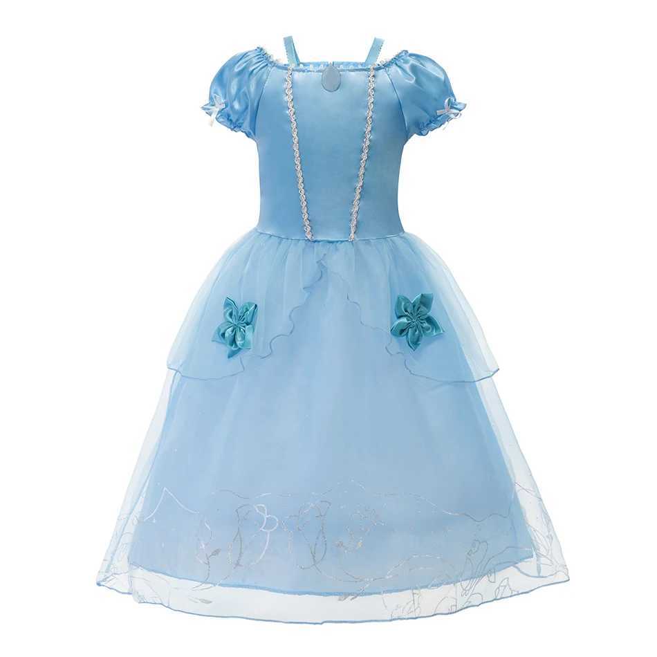 Disney Childrens Princess Dress Girl Rapunzal Snow White Dress Childrens Christmas Role Play Belle Aurora Birthday Party DressXJ250420