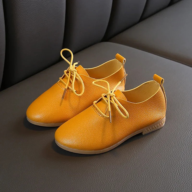 Cute toddlers little girls PU leather shoes formal boys school shoes students lace party evening dresses baby H04183 250411