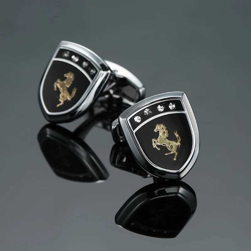Wholesale of mens French shirt cufflinks copper shield horse cufflinks and fashion brand clothing accessoriesT250412