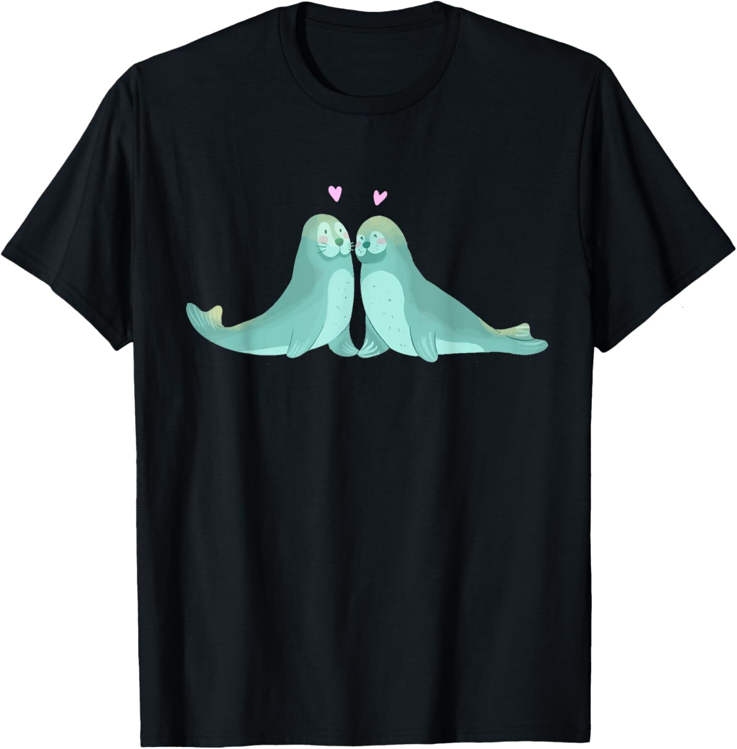 T shirt for Mens Animal Lover Couple Gift Idea Valentines Day Sea Lion Graphic Tee Casual Tops Clothes Short sleeve cool