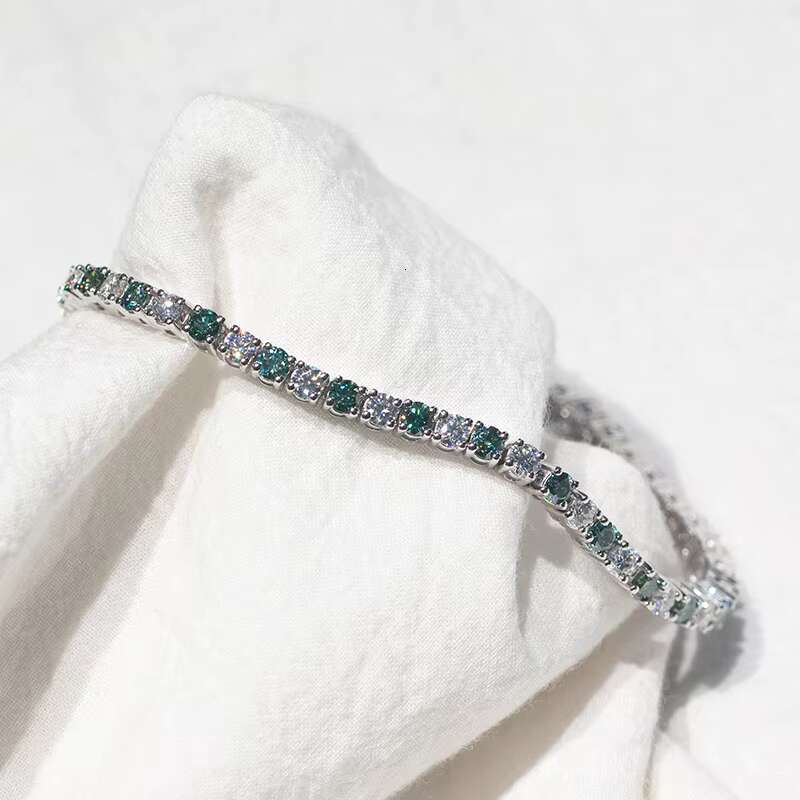 Luxury Jewelry Bracelet 925 Silver 3mm Two-color Moissanite Iced Out Tennis Bracelet