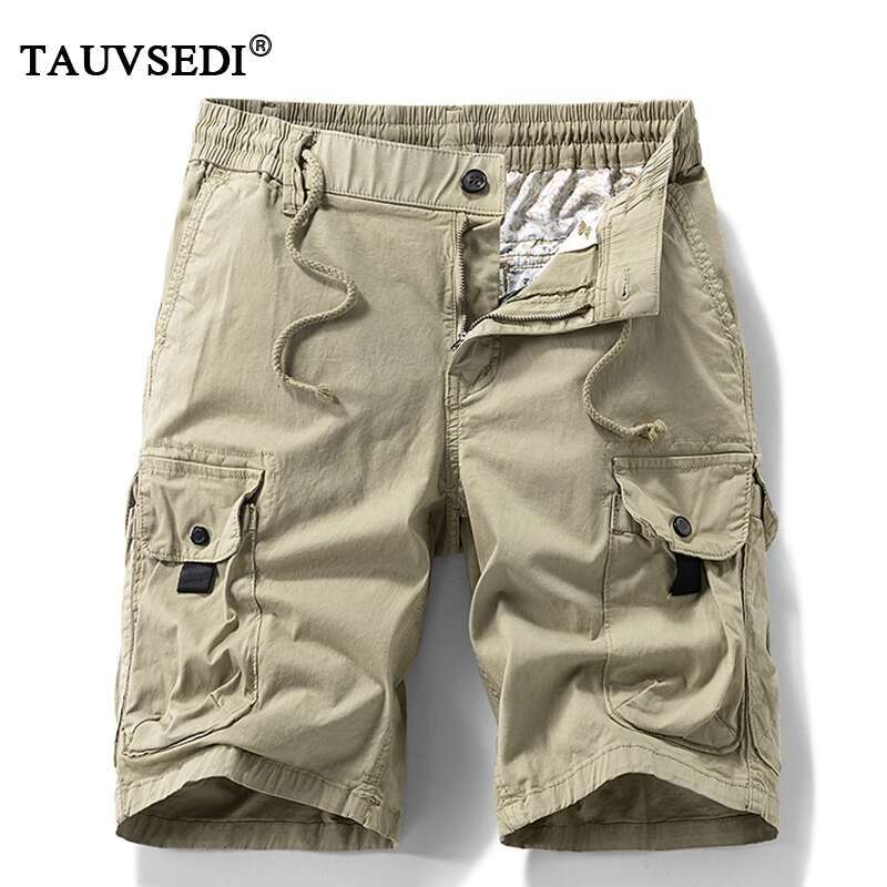 Summer Cotton Cargo Mens Outdoor Casual Men Multi Pocket Beach Streetwear Shorts Male Sport Safari Short Pants