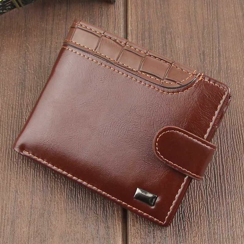 Leather mens wallet coin pocket small wallet mens wallet card holder mens clutch wallet Z250411