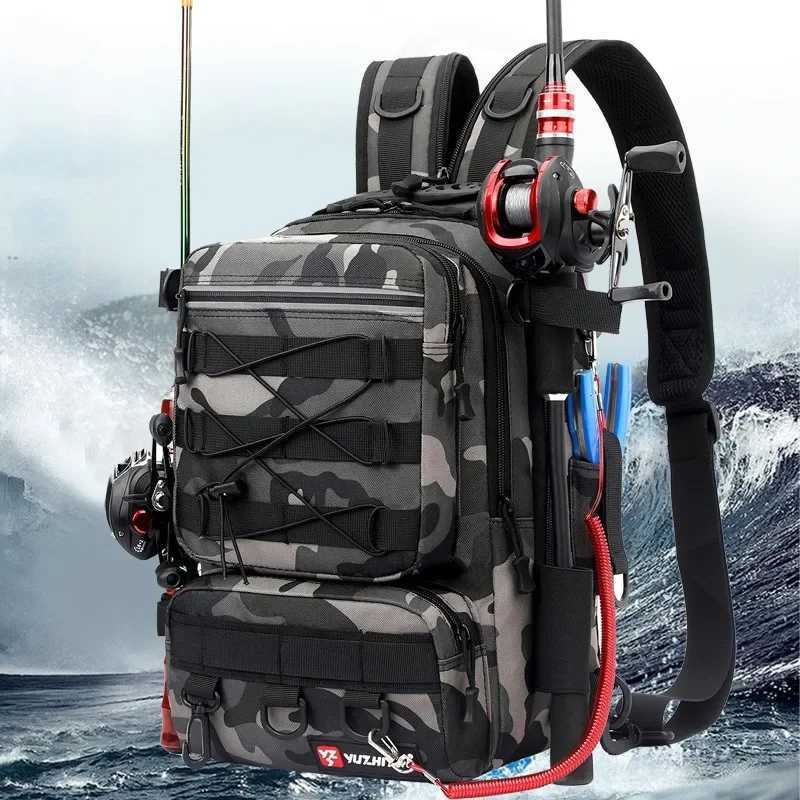 Camouflage Lure Fishing Bags Multi-functional Backpack Outdoor Sports Large Capacity Rod Fishing Tackle Bag Fly Fishing Z250411