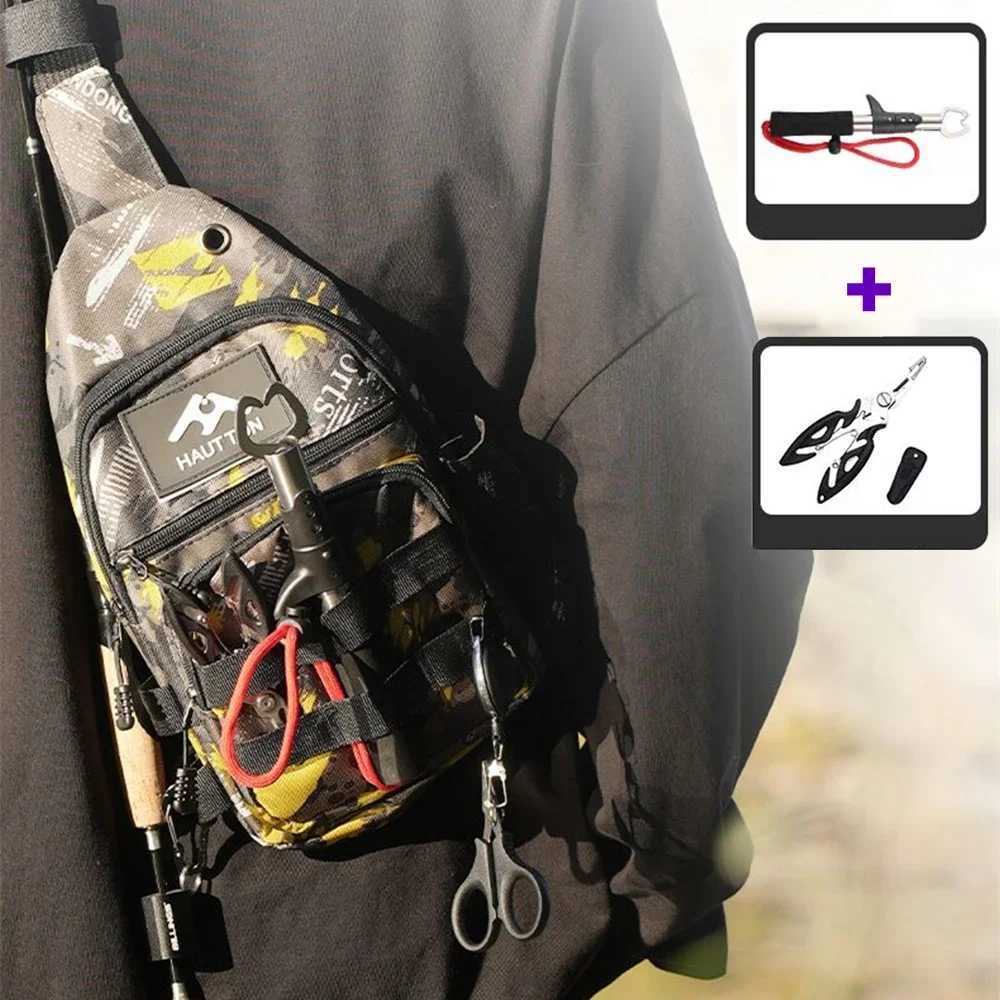 Fishing Rod Bag New Men Male Hiking Crossbody Bags Fishing Lure Molle Shoulder Chest Waist Bag Outdoor Travel Camping Fanny Pack Z250411