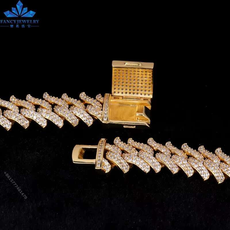 6mm-20mm Bling Iced Out Moissanite Cuban Link Chain Box Clasp Necklace Mens Hip Hop Chain Women Jewelry