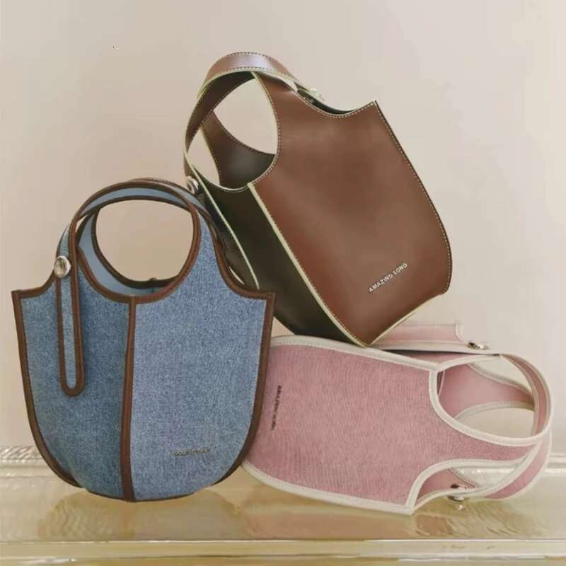 Fruit Basket Denim Tote Versatile Single Shoulder Crossbody Hand-Held Bucket Bag Large Capacity Leisure Handbag