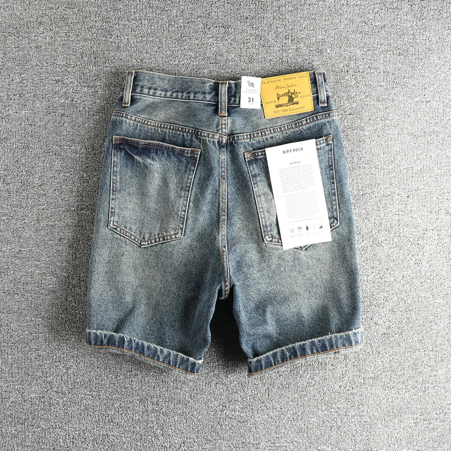 Retro blue yeast floor wash vintage denim shorts summer American trend young loose 250411Z