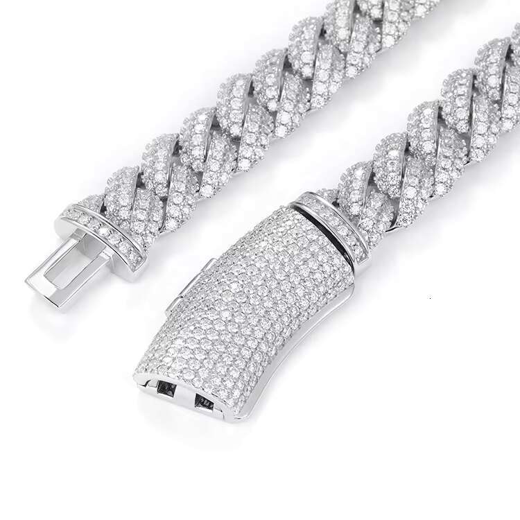 Hiphop Chain S925 Plated Gold Iced Out Wide 13mm Cuban Link Bracelet with VVS D Color Moissanite