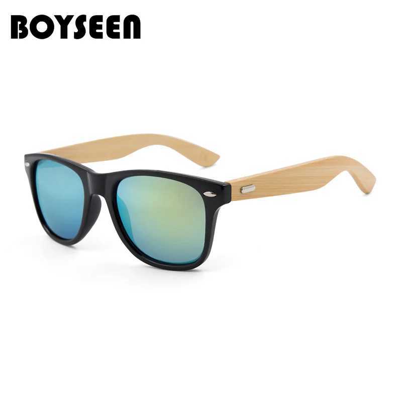 BOYSEEN Bamboo Temples Sunglasses Men Classic Wood Color Bamboo Sunglasses Women UV400 Protection Eyewear Z250411