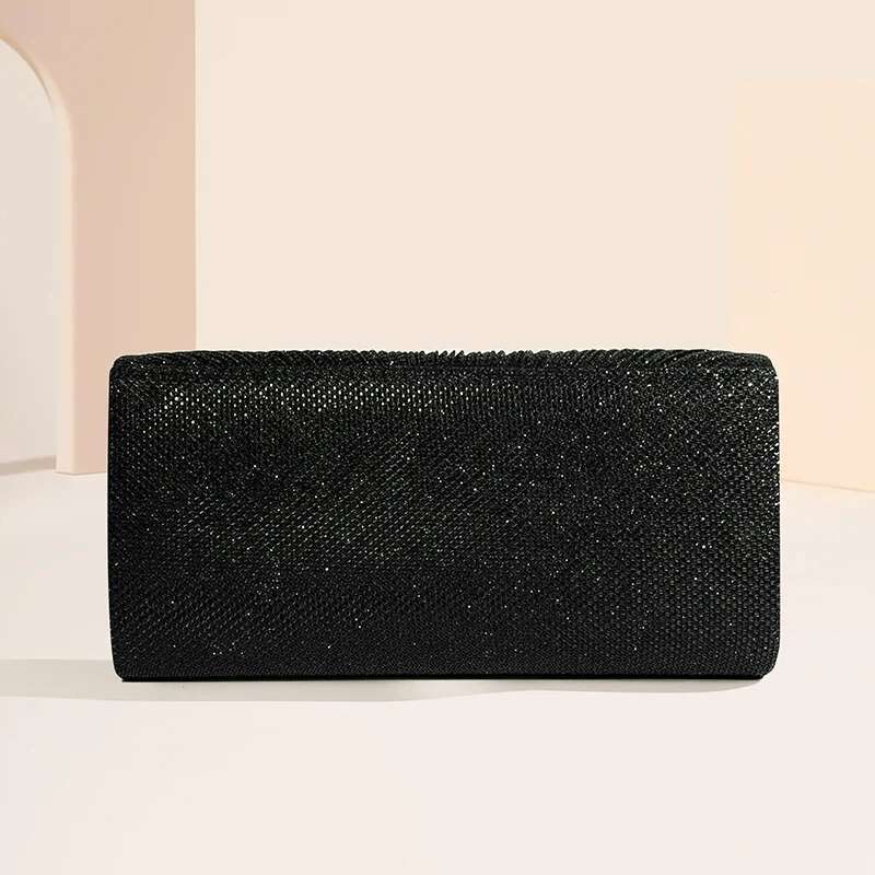Women Fold Glitter Handbag Shiny Envelope Evening Bag Ladies Pleated Sier Clutch Chain Wedding Party Mini Long Purse XA12ZD