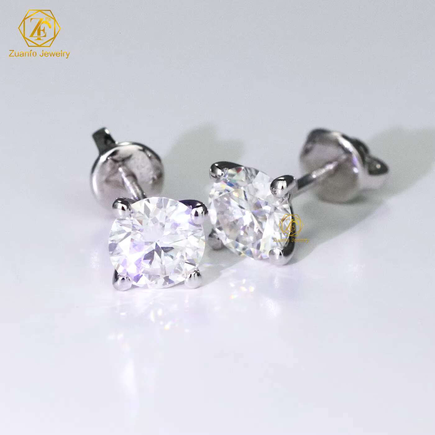 Hot Selling 925 Sterling Silver 6.5MM 1CT 4-Prongs Screw Back D VVS1 Moissanite Diamond Stud Earrings Parties Gifts Men Women