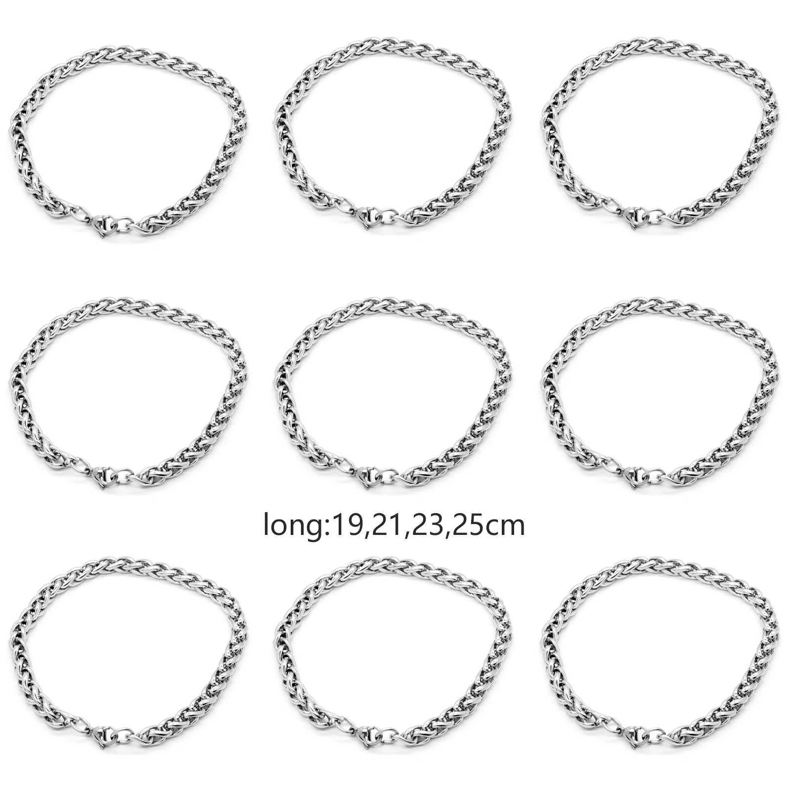 1PC 19-25cm Stainless Steel Bracelets Curb Cuban Silver Color Classic For Men Dragon Link Chain Bracelets Anklet Fashion JewelryC250411