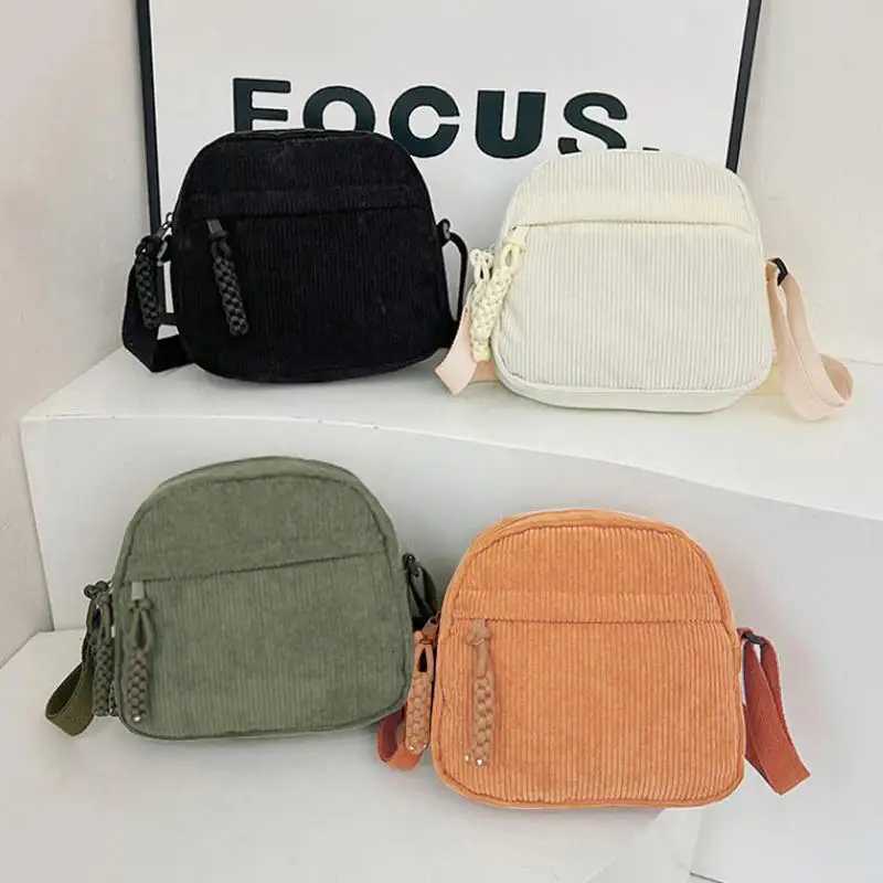 Simple Versatile Crossbody Bag Fashionable Casual Small Square Bag Personalized Commuting Shoulder Bag Corduroy Unisex HandbagT2511112