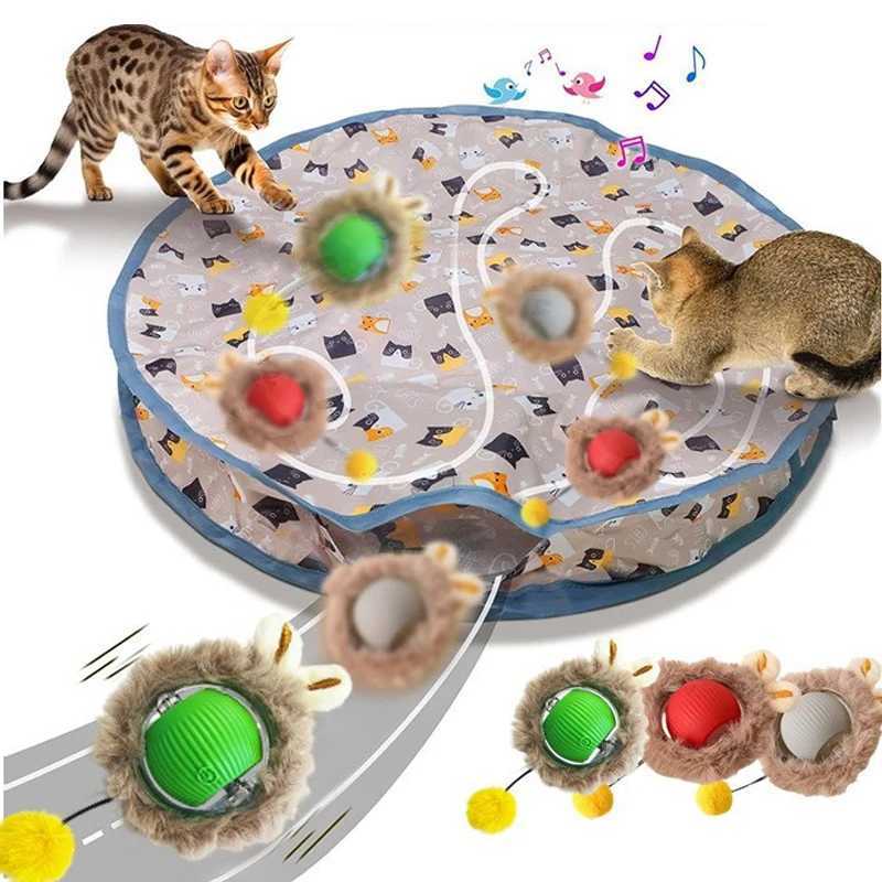 Intelligent interactive cat toy ball fast rolling pocket hiding and finding cat toys sports activation interactive cat toy indoor Y250412