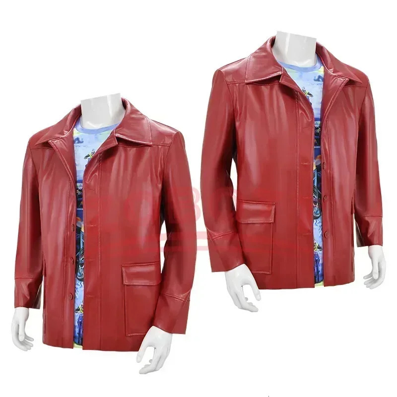 Adults Fight Club Tyler Jacket Cosplay Costume Movie Durden Leather Coat with Shirt Glasses Halloween Carnival Party Suit Man251111