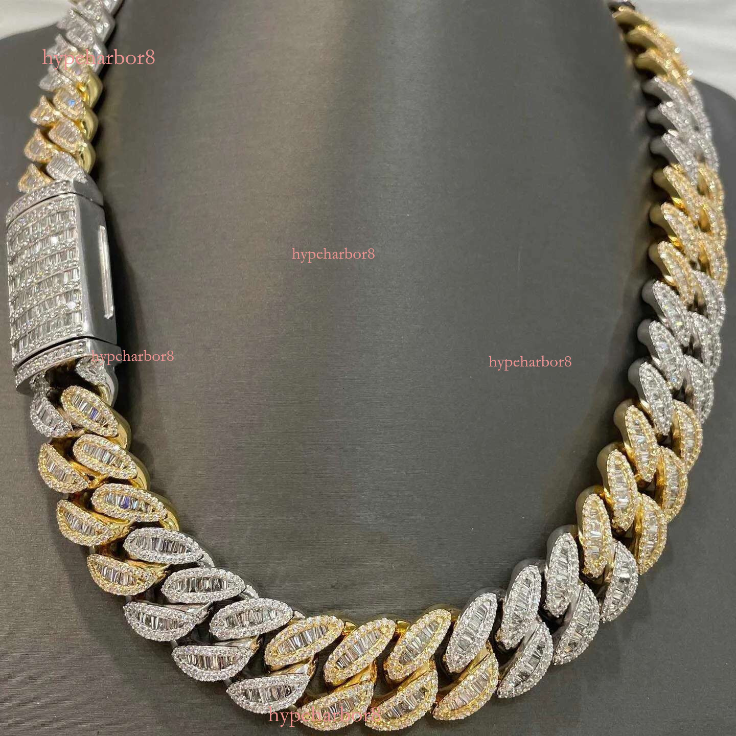 Mens Gold Chains 20mm Iced Out S Sterg Sier Necklace Prong VVS Moissanite Cuban k Chain