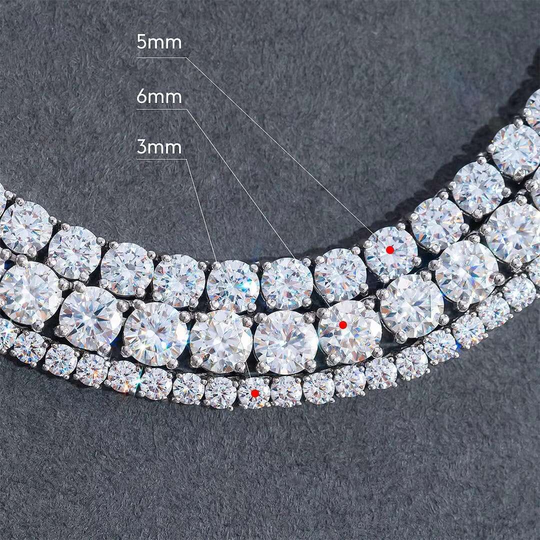 Men Gorgeous Women Gold Tennis Chain Ice Moissanite Diamonds Hip Hop Choker Chain Necklace 925 Silver Jewelry Bracelet for Men