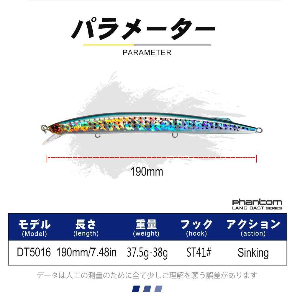 D1 New Sea Fishing Lure 2021 for Barracuda Mackerel Sardine Pike 190mm 37.5g- 38g Sinking Minnow Baits Depth 0.6-0.9m Jerkbait Z250411