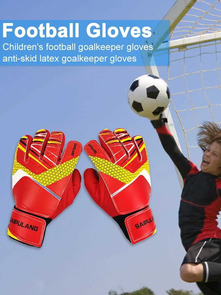 Childrens football goalkeeper gloves anti slip PU goalkeeper gloves wear-resistant and adjustable elastic full finger sports accessoriesXJ250412